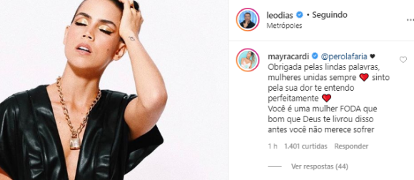 Mayra Cardi comenta em post sobre entrevista de Pérola Faria