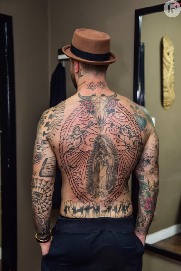 Felipe Titto exibe nova tatuagem: 'Não sou religioso mas tenho uma ligação com Deus e com a Guadalupe'