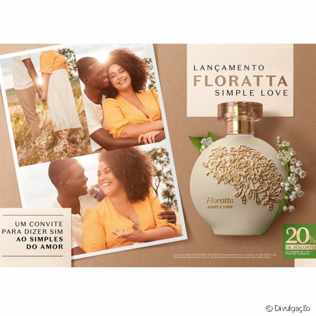 A linha Floratta Simple Love, do Boticário, está com 20% de desconto em todos os canais de venda da marca