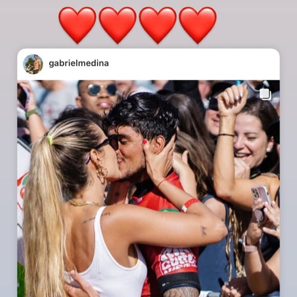 Yasmin Brunet e Gabriel Medina estão juntos há um ano