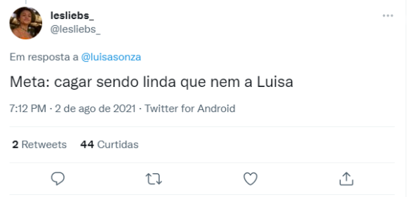 Luísa Sonza é elogiada após postar foto sentada no vaso
