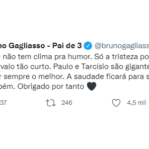 Bruno Gagliasso lembra morte de Paulo José em homenagem a Tarcísio Meira