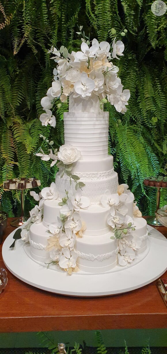 Detalhe de um dos bolos do casamento de Viviane Araujo e Guilherme Militão