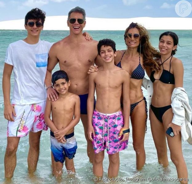 Marcio Garcia tem quatro filhos: Pedro, de 18 anos, Nina, de 16, Felipe, de 12, e João, de 7