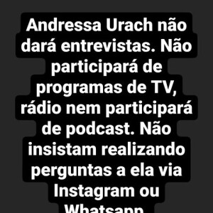 Thiago Lopes, marido de Andressa Urach afirma que ela não dará mais entrevistas