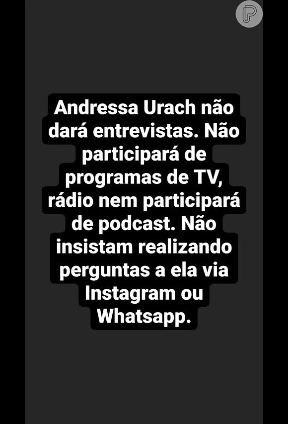 Thiago Lopes, marido de Andressa Urach afirma que ela não dará mais entrevistas