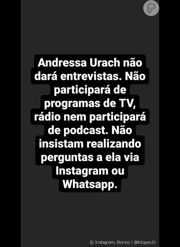 Thiago Lopes, marido de Andressa Urach afirma que ela não dará mais entrevistas