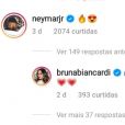 Neymar e Bruna Biancardi costumam trocar comentários nas redes sociais