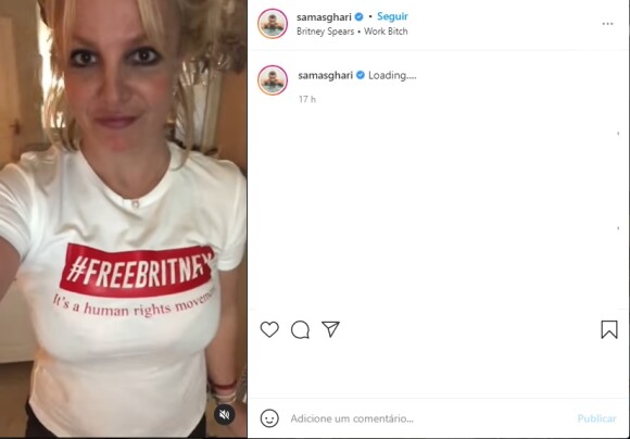 Britney Spears surgiu com uma blusa #FreeBritney no Instagram do namorado, Sam Asghari