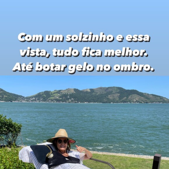 Fátima Bernardes exibe pernas perfeitas, sem deixar de lado os cuidados com o ombro recém-operado