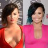 Em outubro, Demi Lovato que é fã dos fios coloridos, apareceu com as pontas azuis