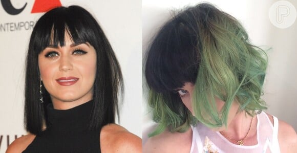 Katy Perry coloriu os cabelos de verde no mês de abril