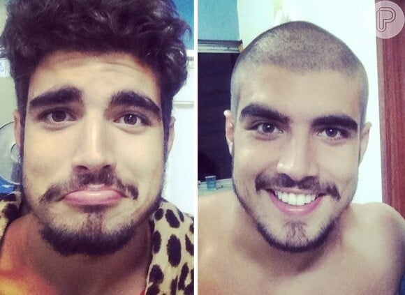 No mês de fevereiro Caio Castro raspou o cabelo para participar do quadro 'Saltibum', do 'Caldeirão do Huck', do qual é apresentador 