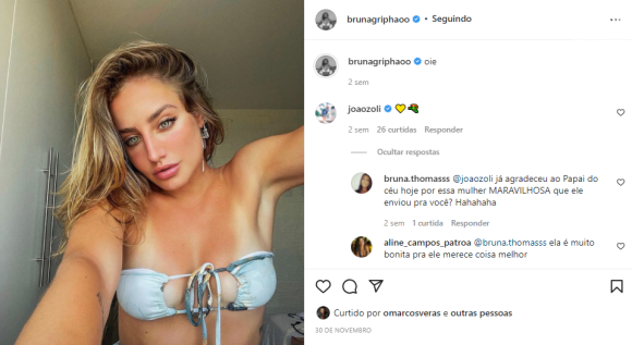 Fãs percebem clima de romance entre João Zoli e Bruna Griphão