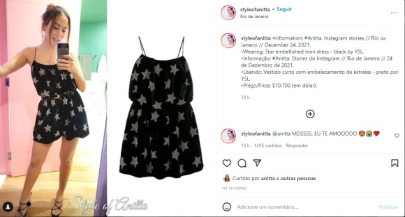 Descoberta foi feita pelo perfil no Instagram 'Style of Anitta'