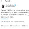 Camila Queiroz comentou o assunto no Twitter