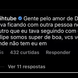 Viih Tube desmentiu que teria ficado com ciúmes de Lipe Ribeiro