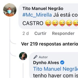 Dynho Alves ficou irritado após internauta trazer à tona suposto affair de Mirella e Caio Castro