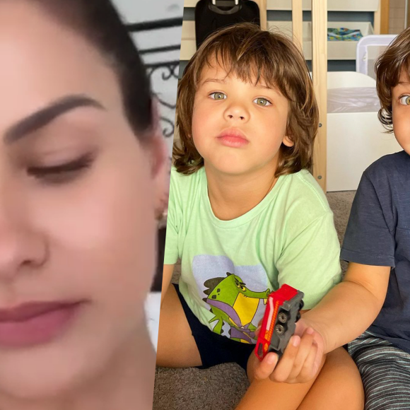 Andressa Suita precisou afastar os filhos, Gabriel e Samuel, da escola temporariamente