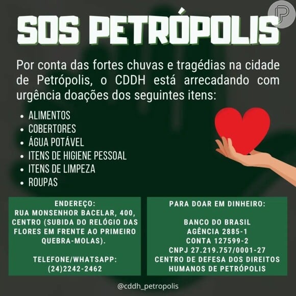 Tragédia em Petrópolis: Centro de Defesa dos Direitos Humanos de Petrópolis fornece dados para doações de fora do Rio de Janeiro