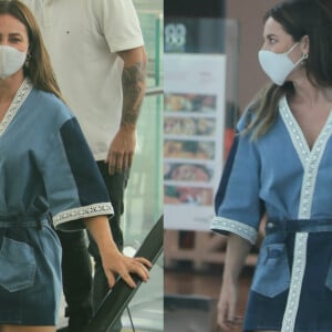 Paolla Oliveira apostou em kimono jeans para passeio em shopping