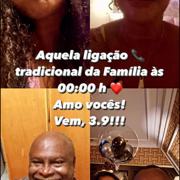 Thiaguinho e Carol Peixinho ainda fizeram uma comemoração virtual com os familiares do cantor na madrugada desta sexta-feira (11) 