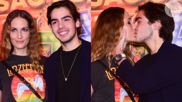 O casal João Guilherme e Schynaider Moura prestigiou o esquenta do São João da Thay e trocou beijos no evento