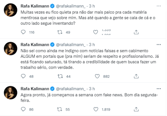 Rafa Kalimann se pronuncia após boato de que teria ficado com o jogador Neymar e nega envolvimento