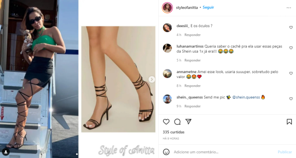 Foto: Anitta usa look da Shein e fãs encontram peças no site da Shein,  incluindo sandália, que custa R$ 119,99 - Purepeople
