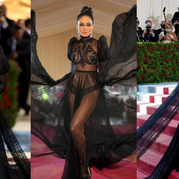 Naked dress de Vanessa Hudgens atrai flashs no MET Gala com renda e lingerie à mostra. Fotos!