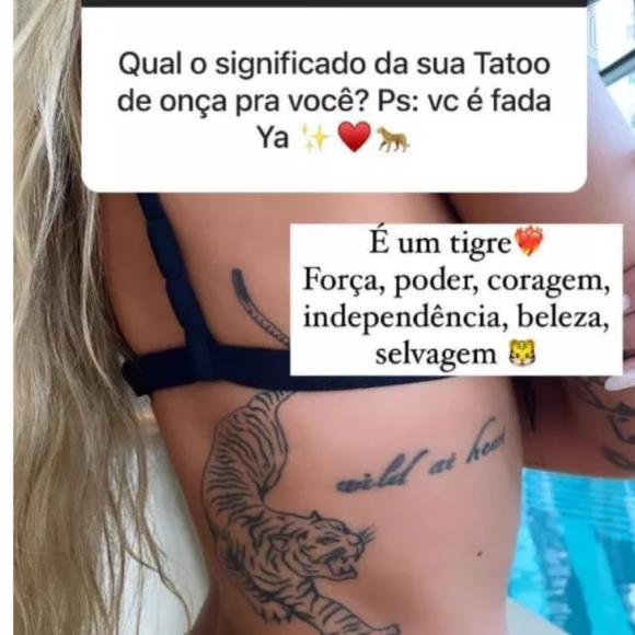 Yasmin Brunet exibe tatuagem nas costas