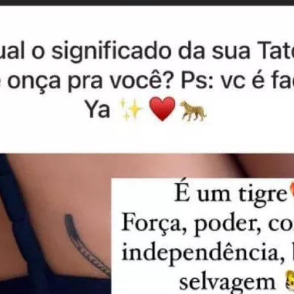 Yasmin Brunet exibe tatuagem nas costas