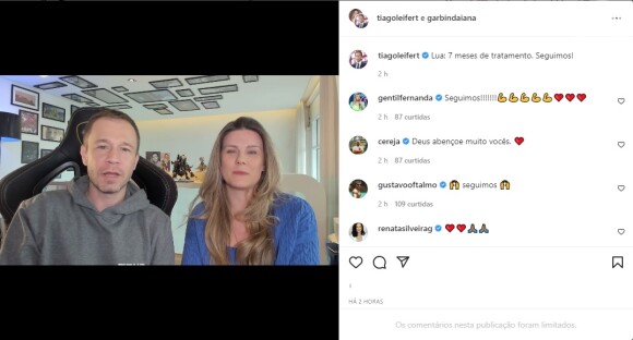 Tiago Leifert e Daiana Garbin publicaram um vídeo sobre a evolução do quadro da filha nesta sexta-feira (06)