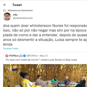 No Twitter, Whindersson compartilhou uma publicação que culpava ele pelos ataques