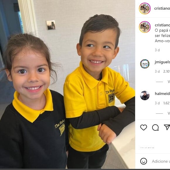 Cristiano Ronaldo também homenageou os filhos nas redes sociais