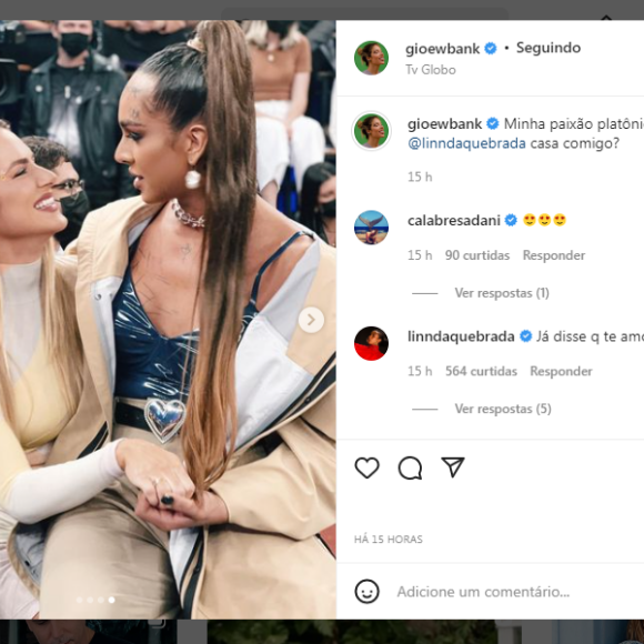 Giovanna Ewbank posou com Linn da Quebrada nos bastidores do 'Altas Horas'