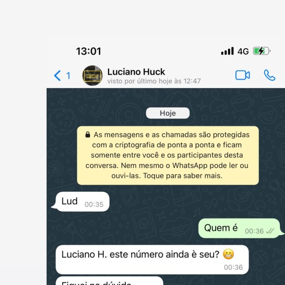 Ludmilla e Luciano Huck: veja conversa entre os famosos no WhatsApp