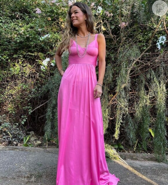 Vestido rosa para convidada de casamento: Beta Whately usou longo rosa Lethicia Broinstein
