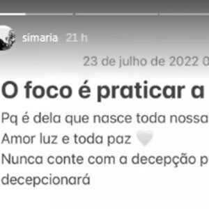 Simaria escreveu e postou um texto sobre decepção nas redes sociais