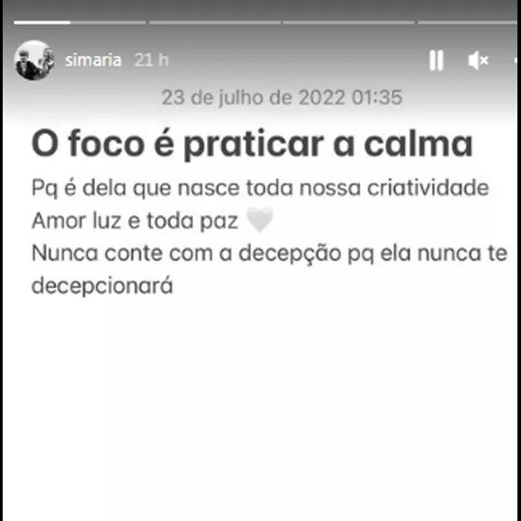 Simaria escreveu e postou um texto sobre decepção nas redes sociais