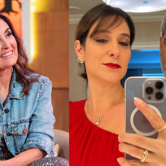 Fátima Bernardes faz selfie com William Bonner e atual mulher do ex-marido, Natasha Dantas