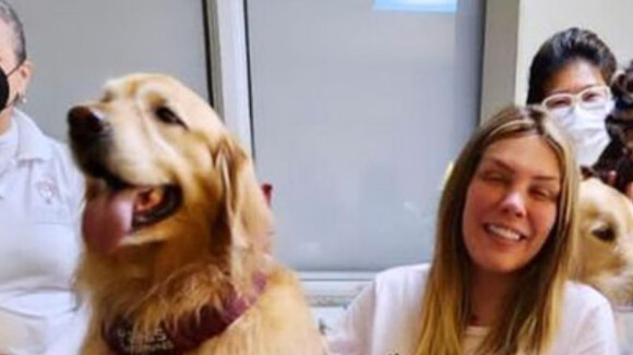 Que fofura! Na luta contra câncer, Simony recebe a visita de pets no hospital