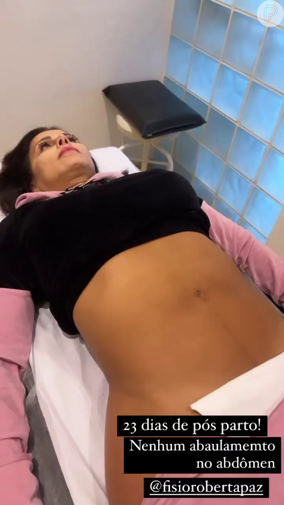 Viviane Araujo exibiu a barriga pós-parto enquanto realizava a consulta