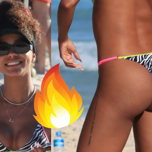 Brunna Gonçalves foi flagrada na praia da Barra da Tijuca, no Rio de Janeiro, na tarde desta sexta-feira (18)