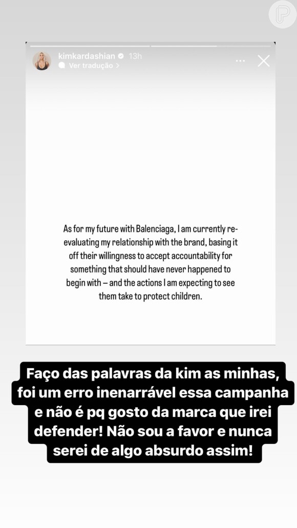 Balenciaga foi alvo de críticas de Gkay no Instagram Stories