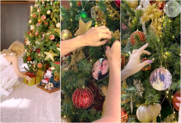 Angélica mostrou detalhes da sua árvore de Natal gigante com fotos da família e presentes