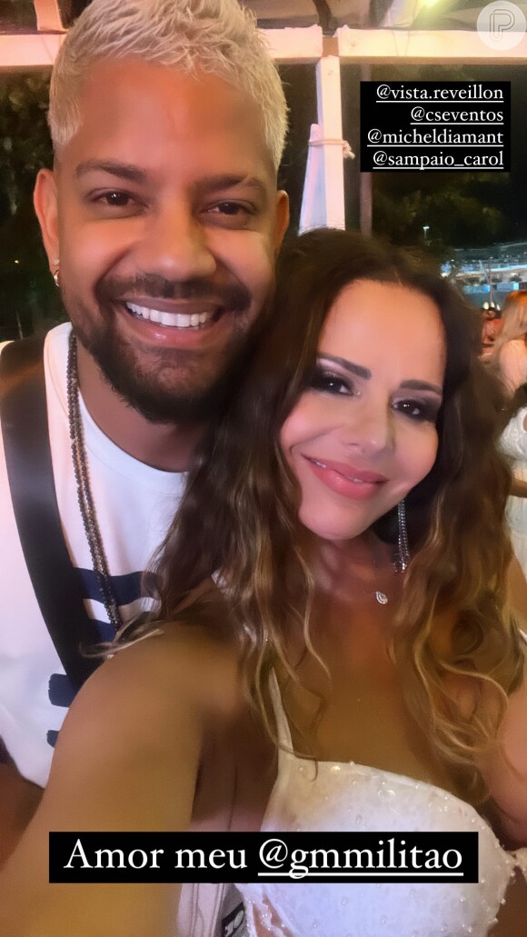 Viviane Araújo mostrou selfie com o marido, Guilherme Militão, em festa: 'Amor meu'