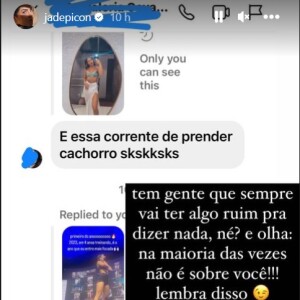 Seguidora xingou o corpo de Jade Picon