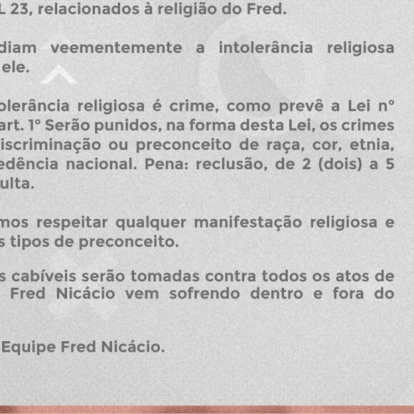 BBB 23: Equipe de Fred Nicácio publicou nota de repúdio contra comentários de Cristian, Key e Gustavo