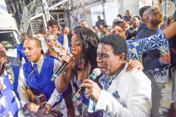 Carnaval 2023: Ludmilla, Neguinho da Beija-Flor e a equipe da azul e branca dividiram os vocais para cantar o samba da agremiação, em busca do 15º título